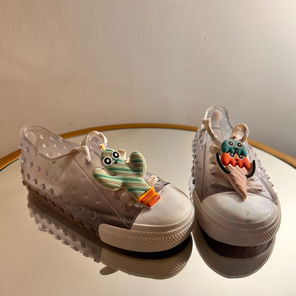 Mini Melissa Girls Polibolha +Turma Do Pudim Clear/White Sneakers Size 10